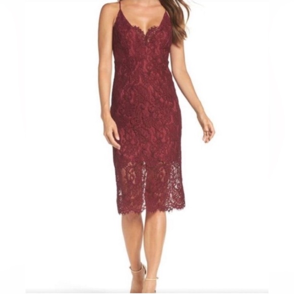 Bardot Burgundy Lace Dress Size 4 - Picture 1 of 15